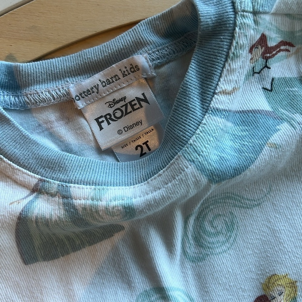Pottery Barn Kids White and Light Blue Frozen Print Pajama Set - Picture 3 of 3